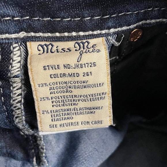 Miss Me Girls Embellished Fleur De Lis Dark Wash Mid-Rise Skinny Jeans - Picture 7 of 7